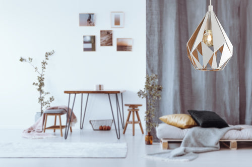 EGLO hanglamp Carlton 1 - 1 lichts - e27 - wit - goud - vtwonen shop