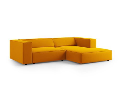 Cosmopolitan Design rechter hoekbank Arendal 3-zits, flueel, geel - 166x224x70cm