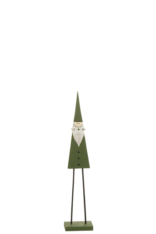 J-Line figuur Kerstman Op Voet - hout - groen - small