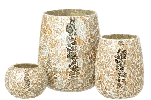 J-Line kaarshouder Craquelé - glas - goud