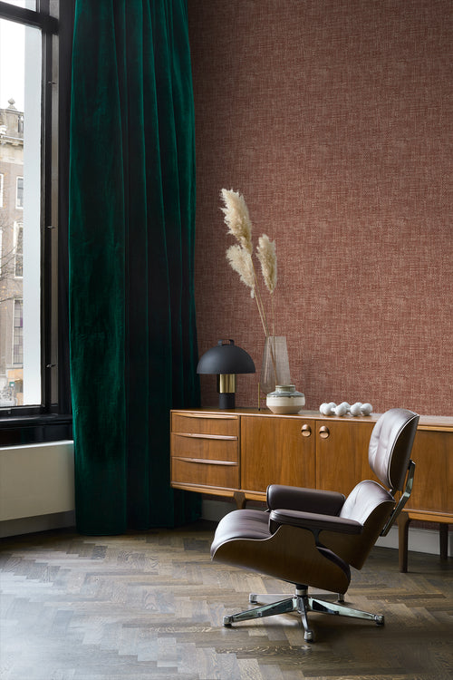 Origin Wallcoverings behang geweven linnenstructuur roodbruin - 50 x 900 cm - 348051 - vtwonen shop