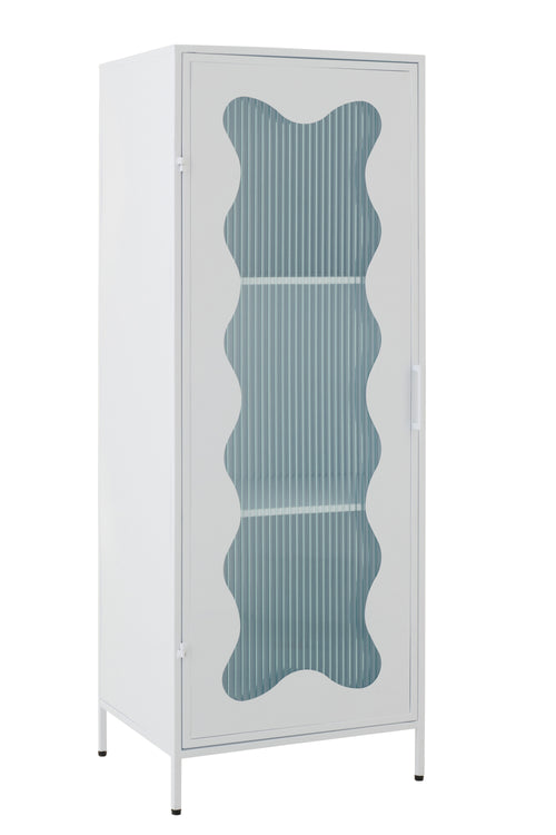 J-Line decoratie Kast - polyresin - ijzer/glas - wit