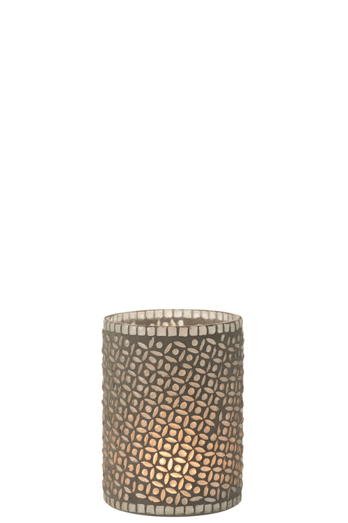 J-Line windlicht Patroon - glas - grijs - vtwonen shop