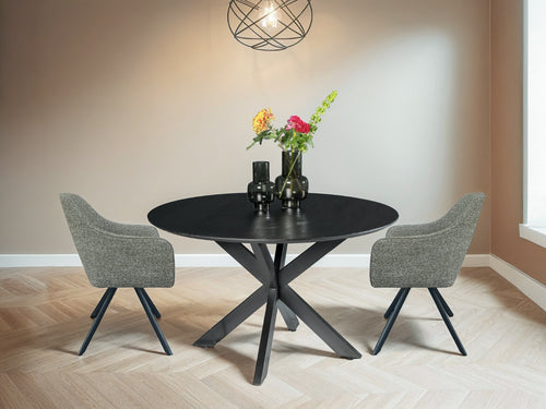 Livingfurn eetkamertafel Oslo - Acasia Hout - 120 cm - zwart