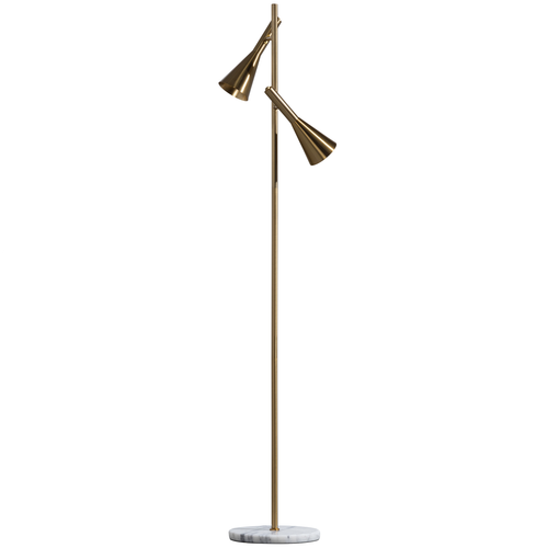 BePureHome vloerlamp Body - Metaal/Marmer - Antique brass - 154x40x28 - vtwonen shop