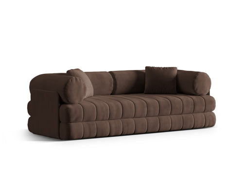 Cosmopolitan Design Converteerbare bank Kemi 3-zits, flueel chocolade - 95x206x70cm