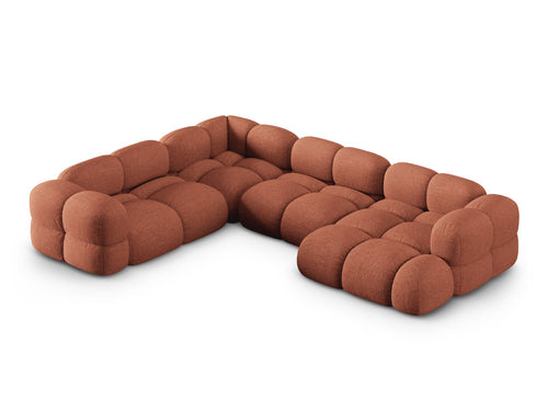 Cosmopolitan Design Panoramische hoekbank links Loretto 5-zits, structurele stof koraal - 250x345x68cm