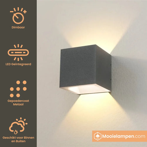 Artdelight Wandlamp Cube - Grafiet