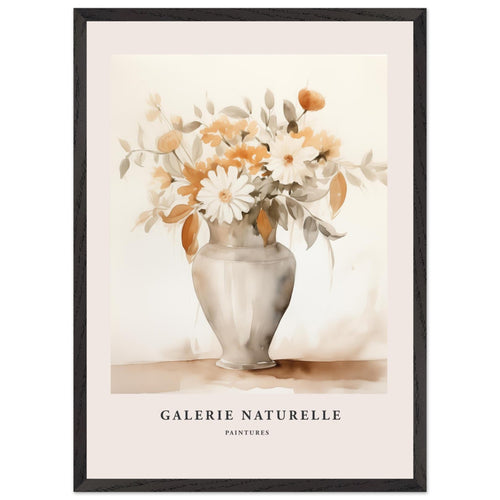 Artfulprints Poster met Lijst Bloemen in vaas 2   - 50x70 cm - Taupe