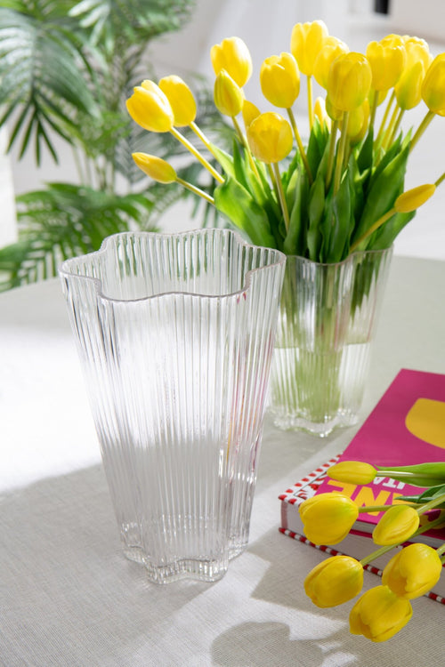 J-Line vaas Clara - glas - transparant - small - Ø 15 cm