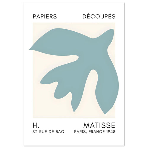 Artfulprints Poster met Lijst Matisse – Floating forms turquoise   - A4 21x29.7 cm - Turquoise
