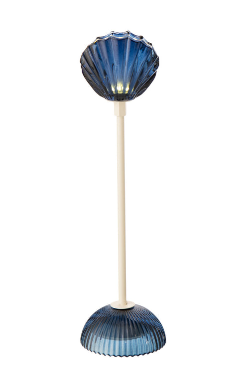J-Line lamp Shell - ijzer - blauw/wit - medium - LED lichtjes