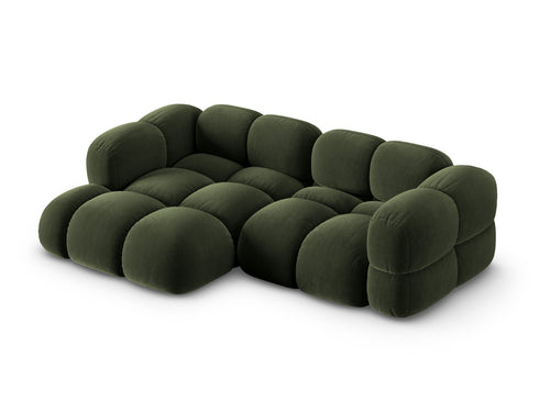 Cosmopolitan Design linker hoekbank Loretto 3-zits, flueel groente - 147x250x68cm