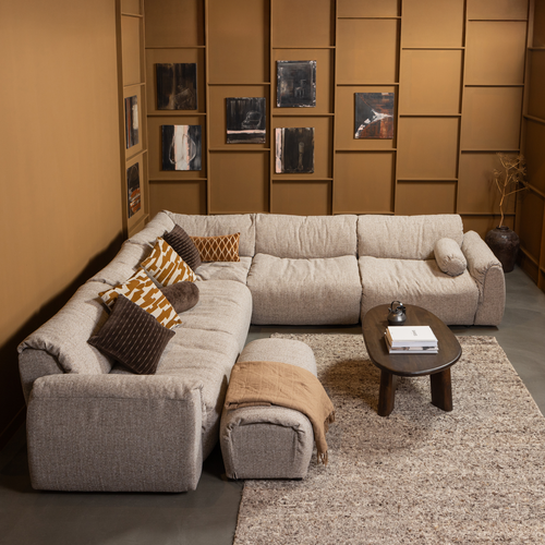 WOOOD 1-zits met arm links Baggy - Geweven Stof - Bruin - 81x114x101 - vtwonen shop