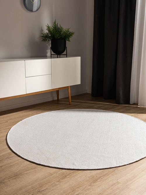 benuta katoenen vloerkleed Ron - wit - ø 120 cm