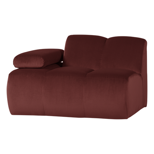WOOOD 1-zits bank arm links Mojo - Velvet - Kastanjebruin - 74x124x97