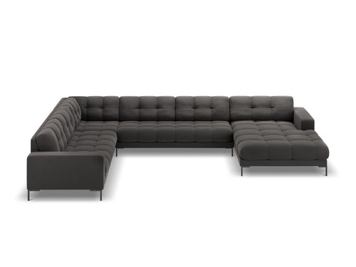 Cosmopolitan Design Panoramische hoekbank links Bali 7-zits, flueel, donkergrijs - 256x327x75cm