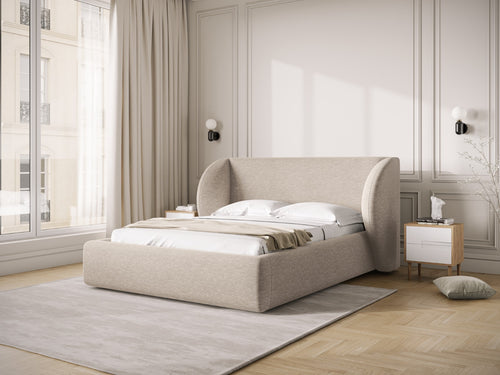 Micadoni Opbergbed met hoofdeinde Miley 160x200cm, chenille, beige - 230x207x100cm