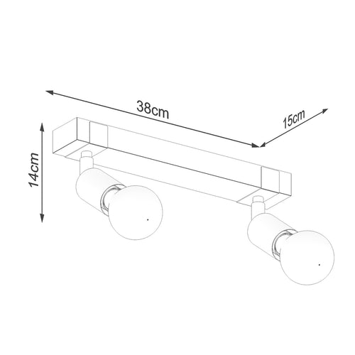 Sollux Lighting Plafondlamp ZUCA 2 zwart - 38x15x14cm