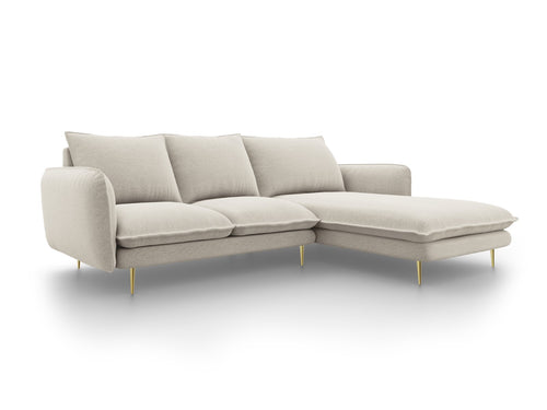 Cosmopolitan Design rechter hoekbank Vienna 5-zits, structurele stof, lichtbeige - 170x255x95cm