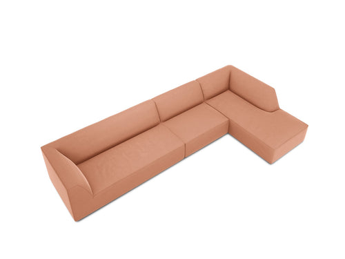 Micadoni rechter hoekbank Ruby 5-zits, flueel, roze - 180x366x69cm