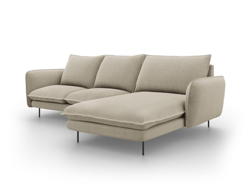 Cosmopolitan Design rechter hoekbank Vienna 5-zits, structurele stof, beige - 170x255x95cm