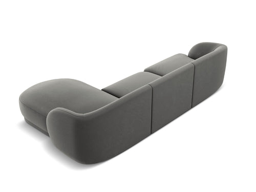 Micadoni rechter hoekbank Miley 4-zits, flueel, lichtgrijs - 156x255x70cm