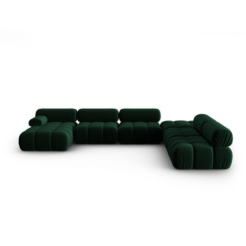 Cosmopolitan Design - Modulaire panoramische hoekbank rechts Cortina 7-zits, flueel flessengroen - 282x376x70cm
