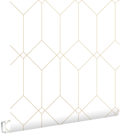 ESTAhome behang art deco motief wit en goud - 53 cm x 10.05 m - 139223 - vtwonen shop