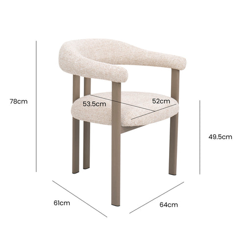 DÉJA Living Eetkamerstoel Odense - Stof - Taupe/Brons - Set van 2