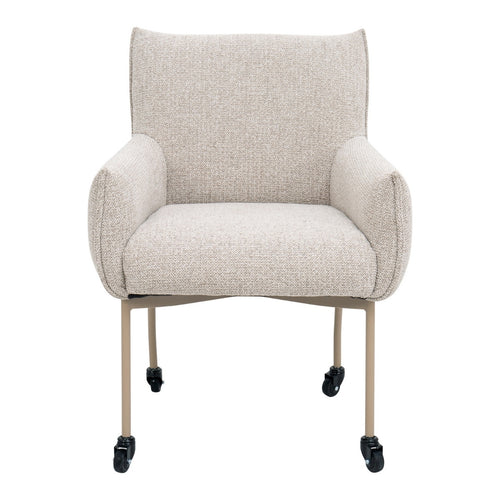 DÉJA Living Eetkamerstoel Arboga - Taupe/Beige - Incl. Wielen - Set van 2