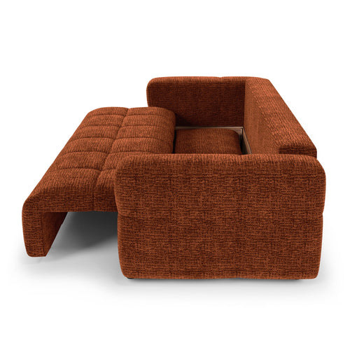 Premium Interiors - Slaapbank met opbergruimte VIBE - zacht aanvoelende geweven stof terracotta 247cm