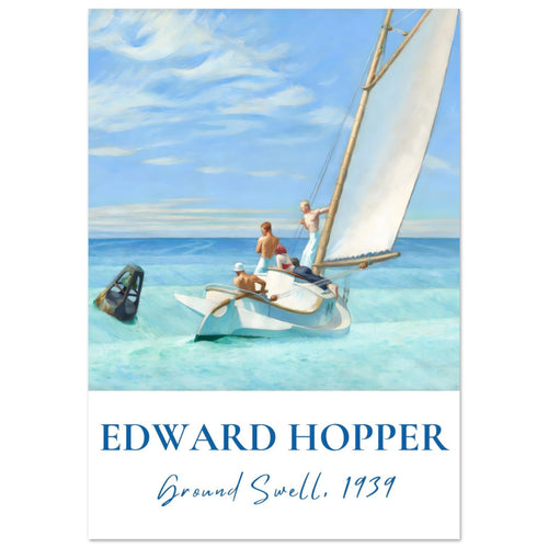 Artfulprints Poster Edward Hopper - Ground swell   - A4 21x29.7 cm - Blauw