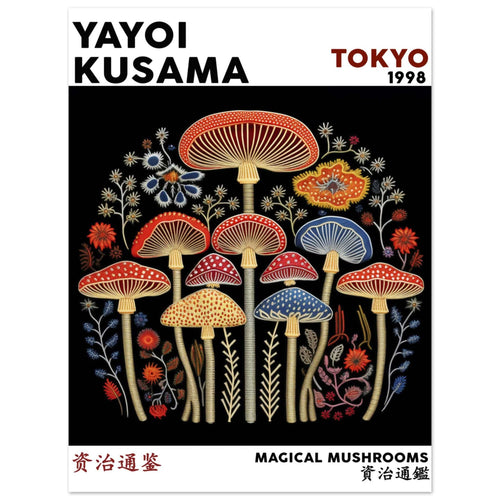 Artfulprints  Yayoi Kusama - Magical mushrooms   poster 30x40 cm - vtwonen shop