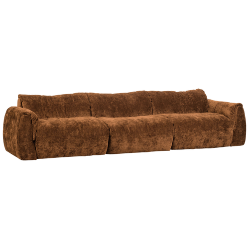 WOOOD 3-zits bank Baggy - 3D Chenille - Midden Bruin - 81x309x101 - vtwonen shop