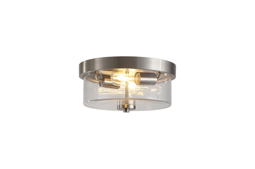 Searchlight plafondlamp Preston - 2 lichts - 33  x 15   cm - mat chroom transparant