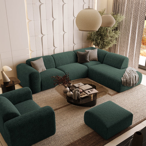 Sia Home - Rechte hoekbanken MYRA - Fluweel met patroon - Smaragdgroen - 269cm - vtwonen shop