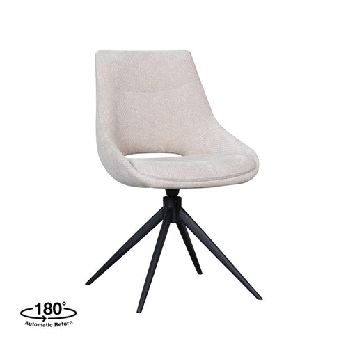 LABEL51 Eetkamerstoel Marlow - Naturel Stof - Draaibaar - Set van 2 - vtwonen shop