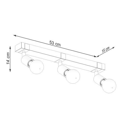 Sollux Lighting Plafondlamp ZUCA 3 zwart - 53x15x14cm