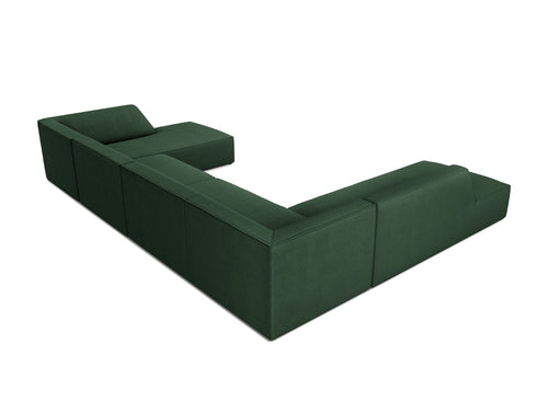 Micadoni Panoramische hoekbank links Ruby 7-zits, structurele stof, groente - 273x366x69cm