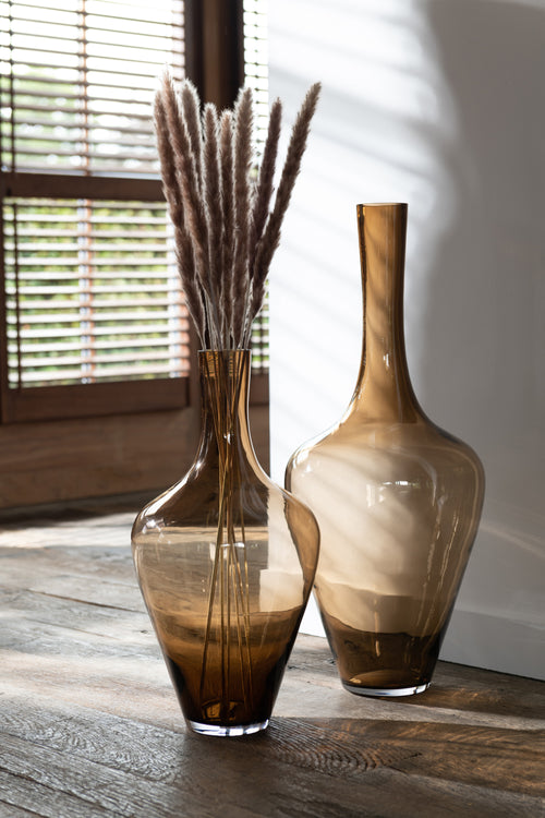 J-Line vaas Joni - glas - amber - large - 70 cm hoog