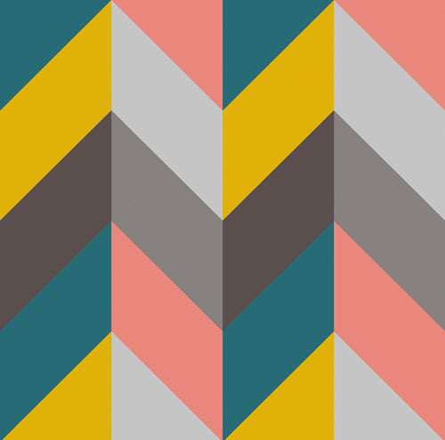 Walls4You behang visgraat-motief multicolor - 53 cm x 10 m - 640115