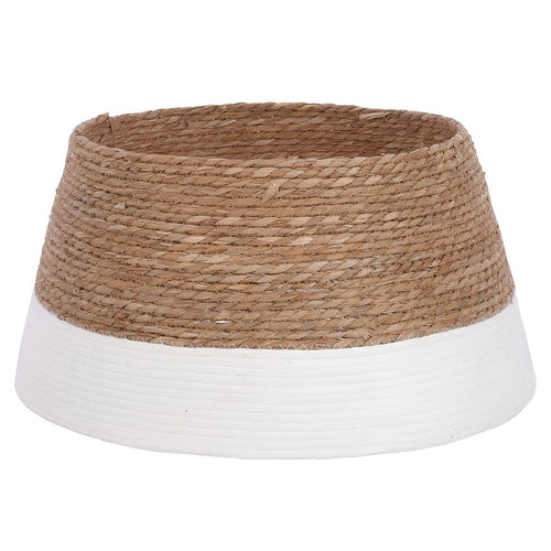 Mica Decorations Kerstboomrok H26 x D50 cm - Kerstboommand - Off-White/ Bruin - Gevlochten Zeegras