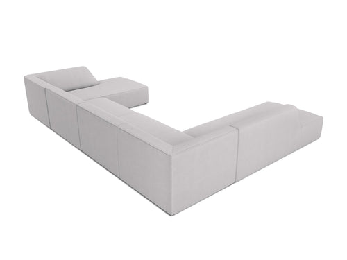 Micadoni Panoramische hoekbank links Ruby 7-zits, structurele stof, lichtgrijs - 273x366x69cm