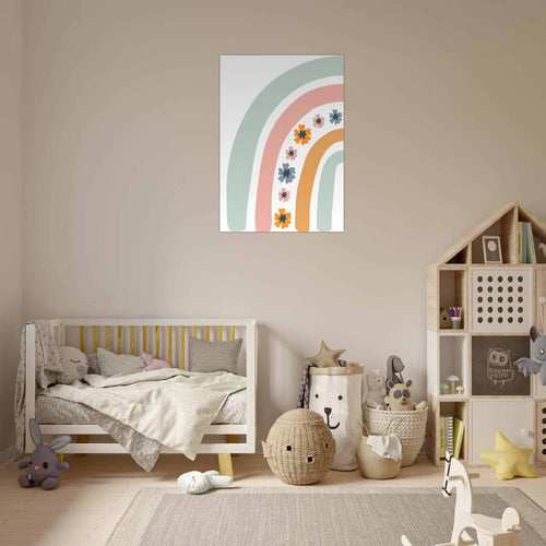 Artfulprints  Regenboog met bloemen I   poster 70x100 cm - vtwonen shop