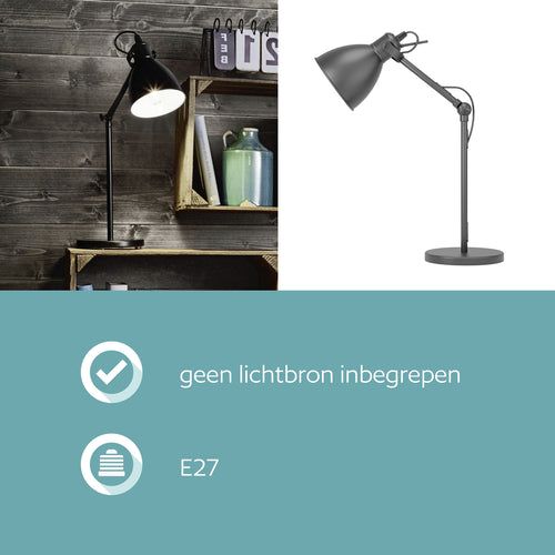 EGLO tafellamp Priddy - e27 - 42,5 cm - zwart/wit