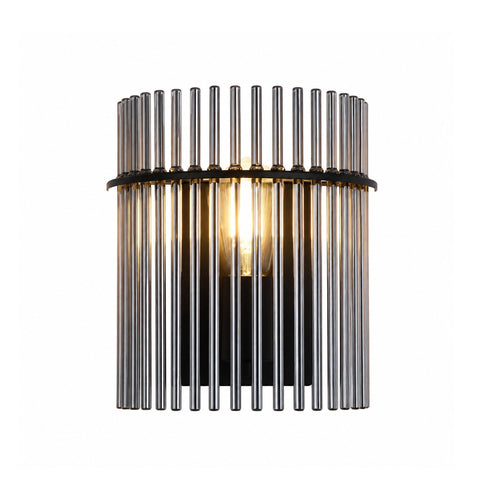 Searchlight wandlamp Swizzle - 1 lichts - 12.5  x 26   cm - zwart rookglas
