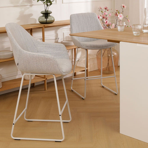 Nolon Nino-Mae Barkruk Beige Gemêleerd - met Armleuning - Wit - 65 cm