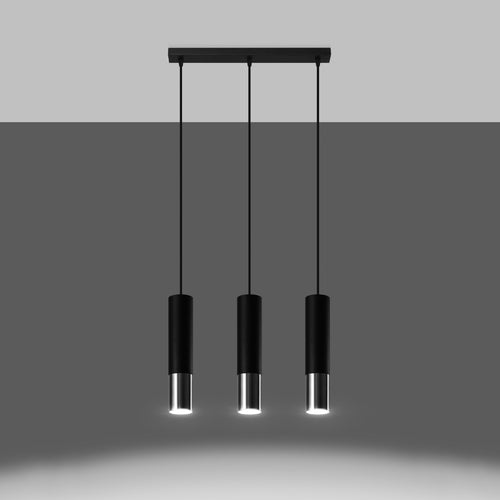 Sollux Lighting Hanglamp LOOPEZ 3L zwart/chroom - 45x6x90cm