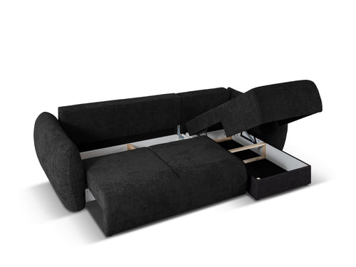 Cosmopolitan Design Converteerbare hoekbank rechts met opbergdoos Matera 4-zits, chenille, zwart - 173x253x86cm